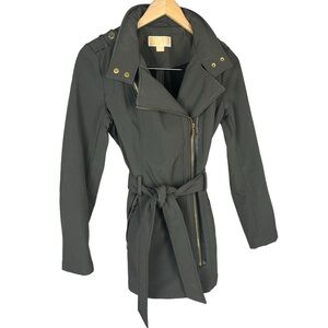 Michael Kors Size XS Dark Gray Asymmetrical Zip Coat Gold Zippers